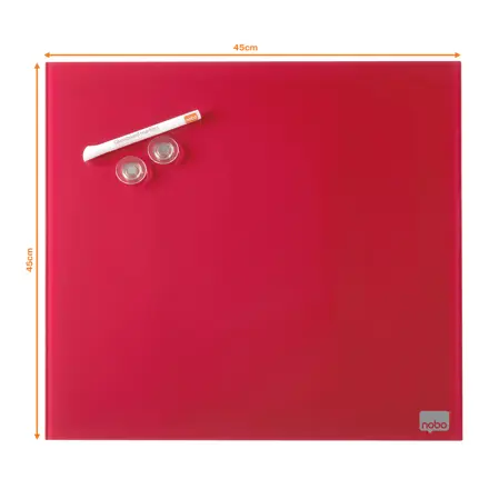 Tableau blanc mémo Nobo en verre, 450 x 450 mm (Conditionnement retail)