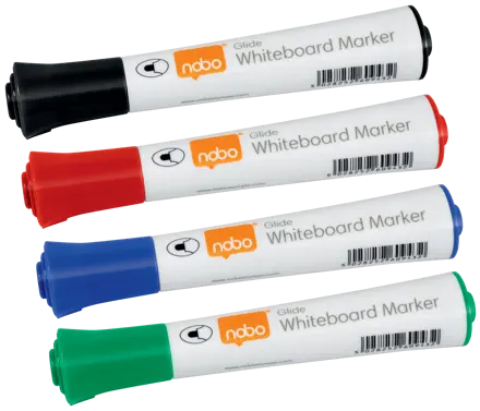 Nobo Glide Whiteboard Pens Bullet Tip 4 Pack