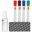 Kit pentru tabla NOBO, 4 markere diverse culori, burete magnetic, spray curatare 50 ml