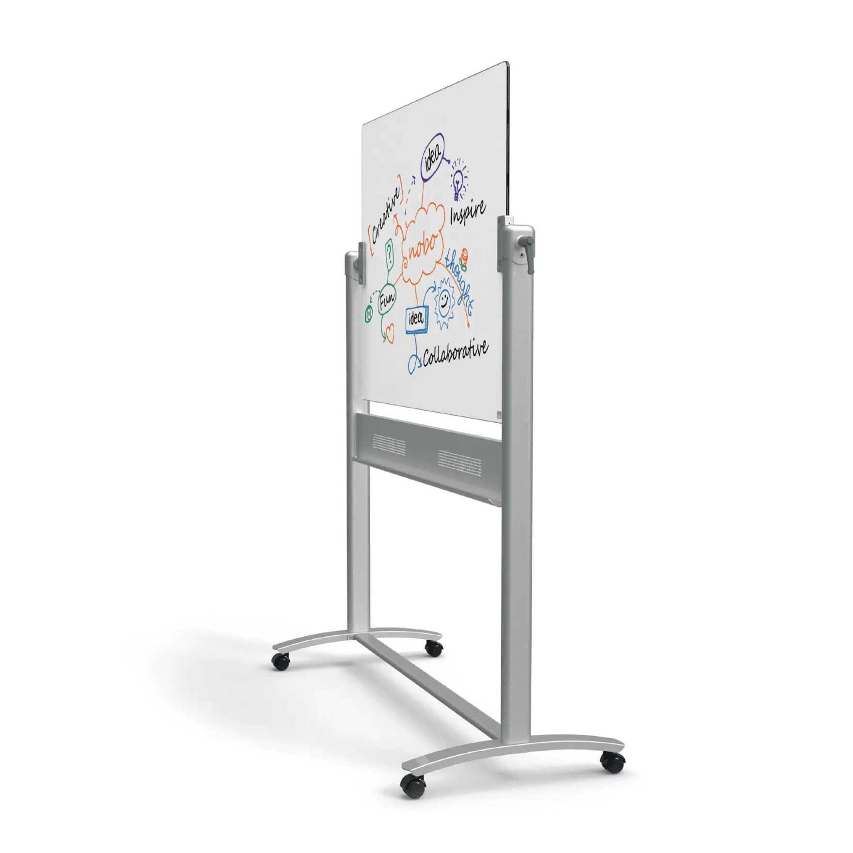 Nobo Brilliant White Glass Mobile Whiteboard 1200x900mm Mobile Boards NOBO