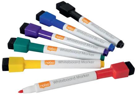 Nobo Marker, trocken abwischbar, magnethaftend, 6 Stück, farbig sortiert