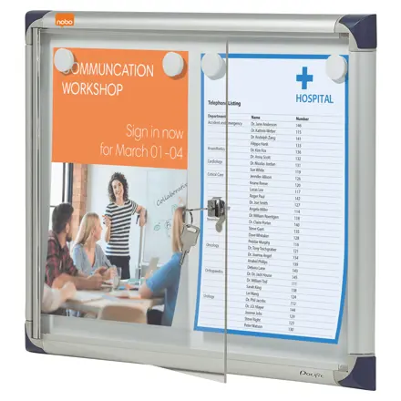 Nobo Extra Flat Magnetic Lockable Noticeboard 2XA4
