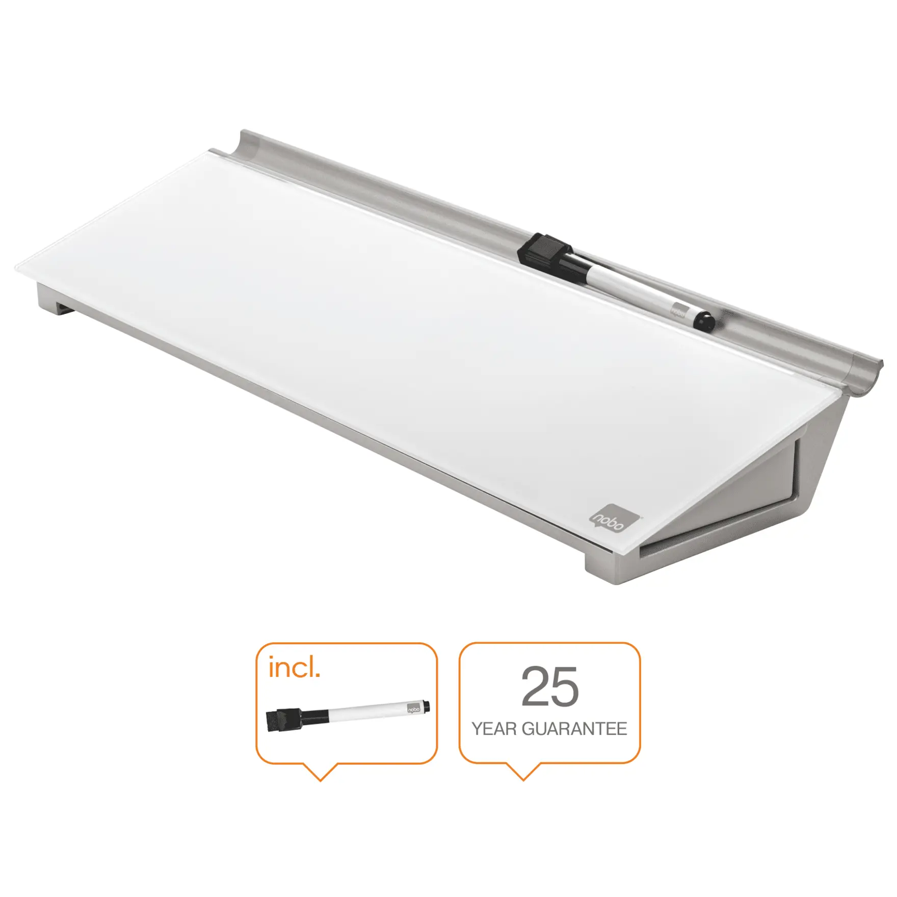 Nobo Desktop Whiteboard Pad With Dry Erase Glass Surface 458x154mm Whiteboards NOBO