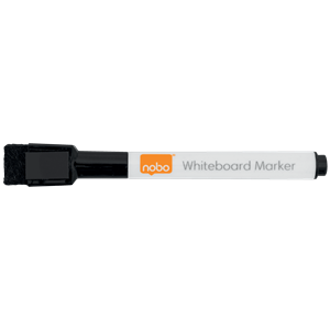Mini rotulador para pizarra blanca Nobo con tapa de borrador magnética,  paquete de 6 colores surtidos.