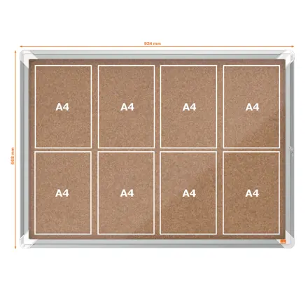 Nobo Premium Plus Schaukasten für den Innenbereich 8 x A4, Kork, Klapptür