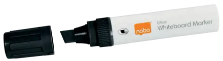 Nobo Glide whiteboard marker bred skrå spids 10 mm hurtigttørrende blæk, pakke/4 stk.