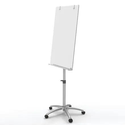 Chevalet mobile en verre blanc brillant Nobo