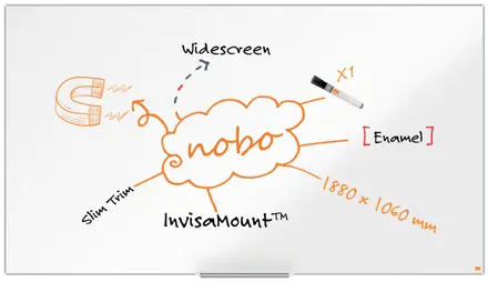 Широкоформатная эмалевая магнитно-маркерная доска Nobo Impression Pro, 1880x1060 мм