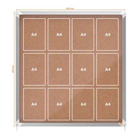 Nobo Premium Plus Schaukasten für den Innenbereich 12 x A4, Kork, Schiebetür