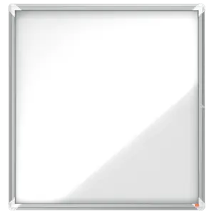 Nobo Premium Plus Schaukasten für den Außenbereich 12 × A4, weiße, magnetische Metall-Rückwand, Klapptür