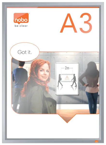 Porte affiche clipasble Nobo Impression Pro A3 avec cadre anodisé