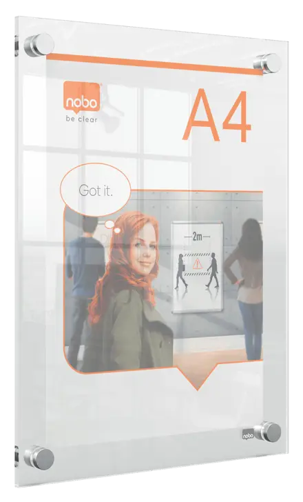 Nobo Premium Plus A4 klar akryl plakatramme til vægmontering