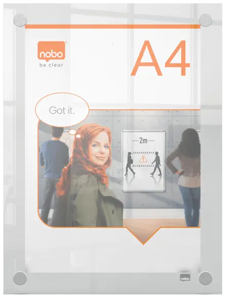Nobo Premium Plus A4 klar akryl plakatramme til vægmontering