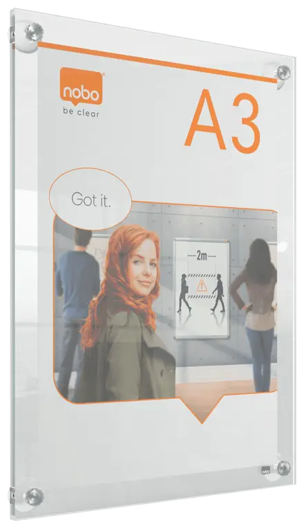 Nobo Premium Plus A3 klar akryl vægmonteret plakatramme, flytbar