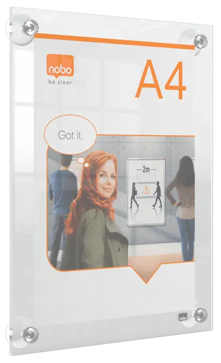 Nobo Premium Plus A4 klar akryl vægmonteret plakatramme, flytbar