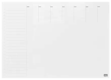 Tableau blanc Planning hebdomadaire en verre Nobo 430x560mm