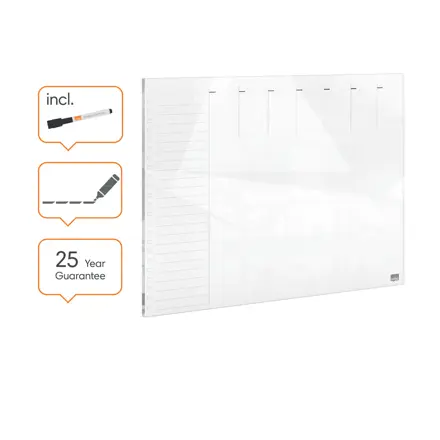 Tableau blanc Planning hebdomadaire en verre Nobo 430x560mm