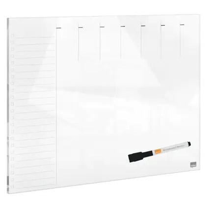 Tableau blanc Planning hebdomadaire en verre Nobo 430x560mm