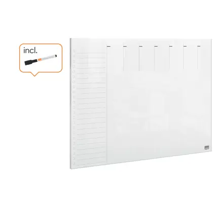 Mini tableau blanc agenda hebdomadaire Nobo A4 de bureau ou mural en acrylique transparent