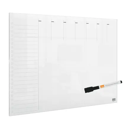 Mini tableau blanc agenda hebdomadaire Nobo A3 de bureau ou mural en acrylique transparent