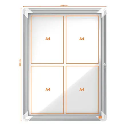 Nobo Premium Plus Schaukasten für den Innenbereich 4 x A4, magnetisch, Klapptür
