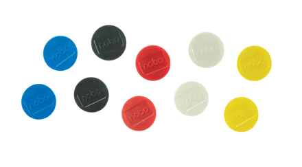 Aimants Nobo pour tableaux blancs magnétiques, pack de 10 aimants colorés 32 mm