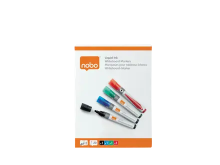 Nobo Liquid Ink Boardmarker, trocken abwischbar, 4 Stück