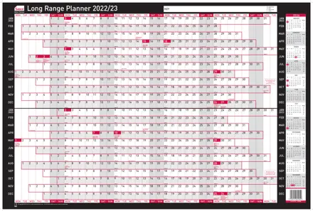 Sasco Mounted Long Range Year Wall Planner 2022-2023