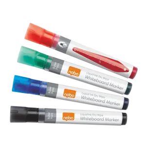 Nobo Liquid Ink™ valkotaulukynät pyöreä kärki 4 kpl