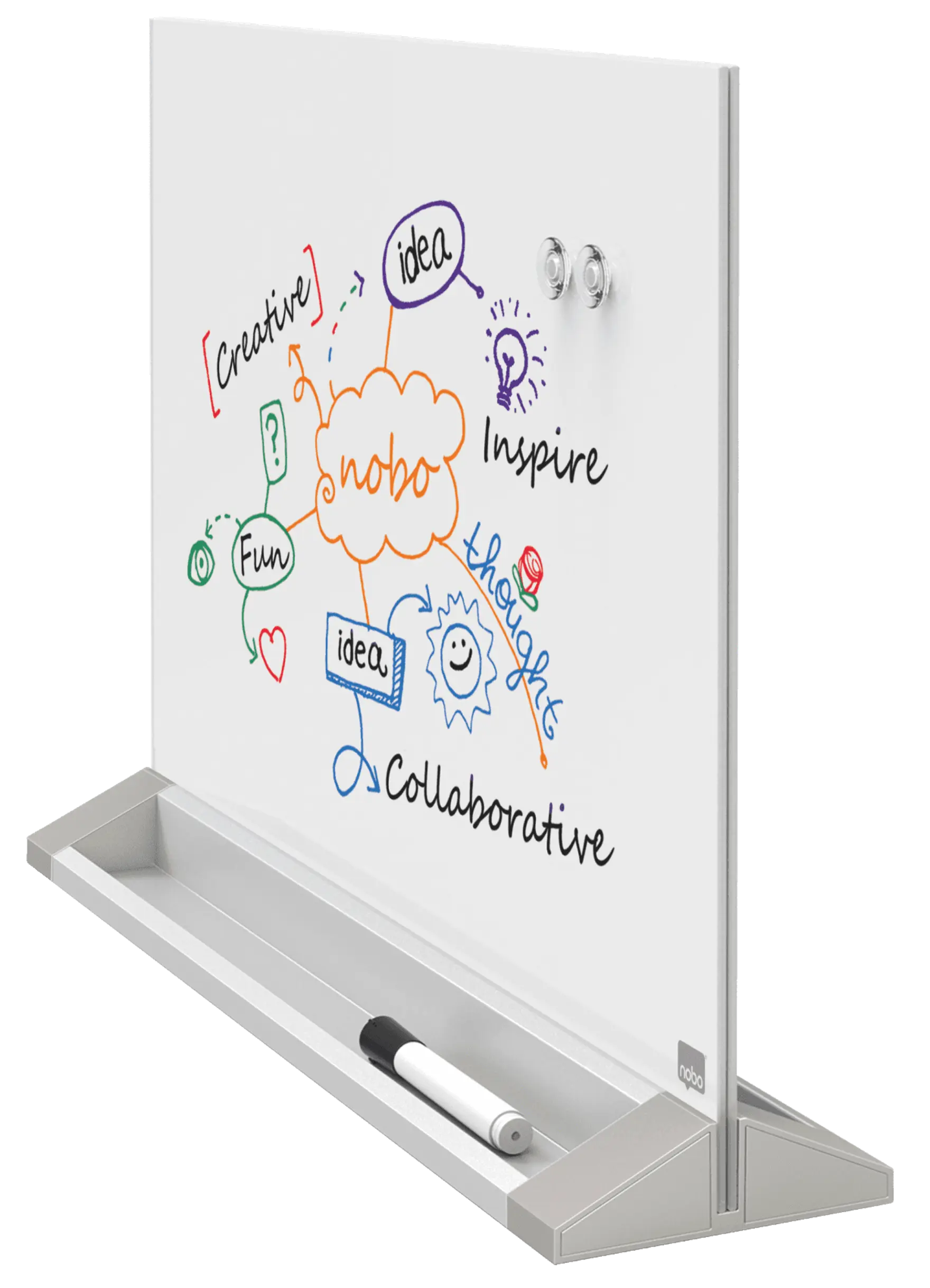 Nobo Freestanding Glass Desktop Whiteboard 600x430mm NOBO