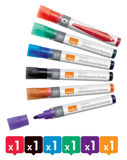 Marqueurs pour tableau blanc Liquid Ink pointe Ogive Pack de 6