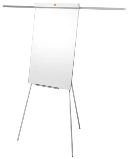 Nobo Impression Pro Flipover på trefod med magnetrisk, lakeret stål whiteboardtavle, og udtrækbare forlængerarme i siderne.