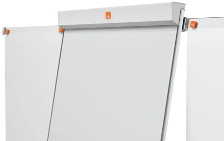 Nobo Impression Pro Flipover på trefod med magnetrisk, lakeret stål whiteboardtavle, og udtrækbare forlængerarme i siderne.