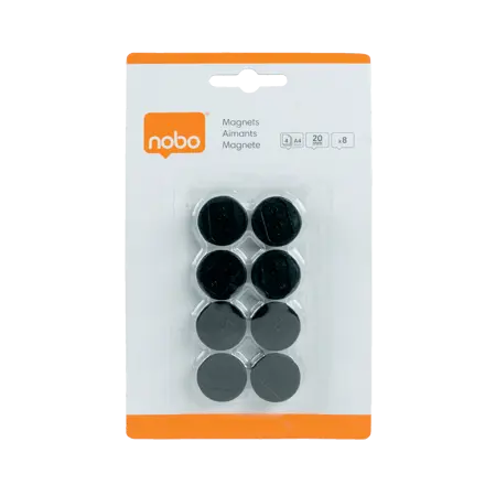 Nobo magnetiske whiteboard magneter, pakke/8 stk. 20 mm farvede magneter