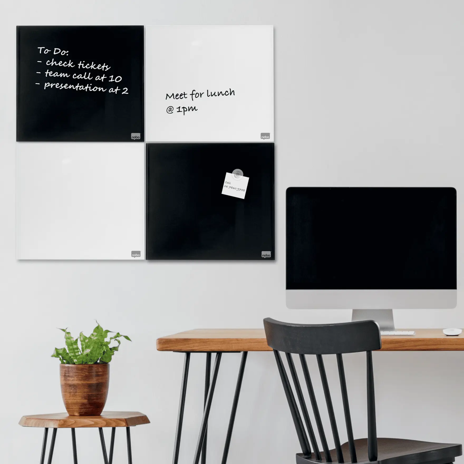 Nobo Small Glass Whiteboard Tile 300x300mm Whiteboards NOBO