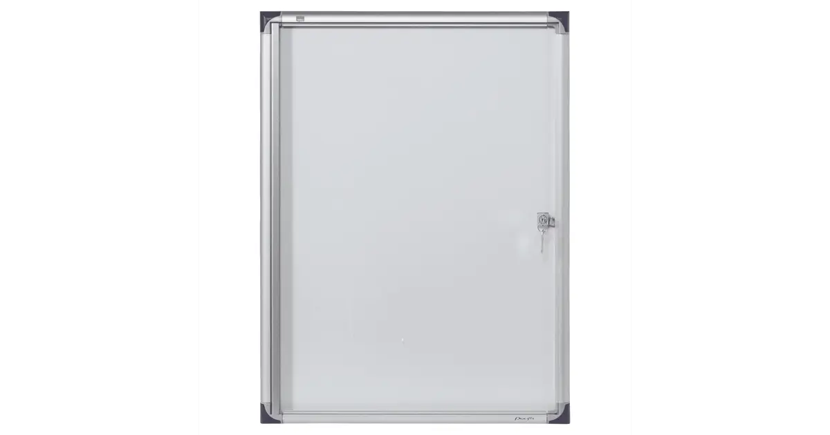 Vitrine Nobo Premium Plus - 8xA4, Fond Feutre, Porte Coulissante Verre - Certifiée NF Éducation - Gris - Pour Bureau, école, Collectivité - 9