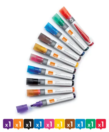Nobo Liquid Ink Boardmarker, trocken abwischbar, 10 Stück