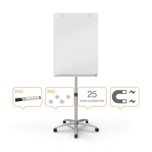 Chevalet mobile en verre blanc brillant Nobo