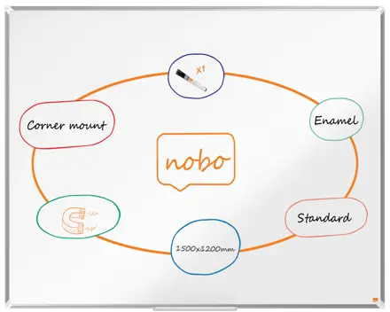 Nobo Premium Plus emaljeret magnetisk whiteboard 150x120cm