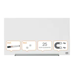 Tabla NOBO Impression Pro Widescreen 31", sticla, 68x38 cm, magnetica, include marker, tavita si magneti