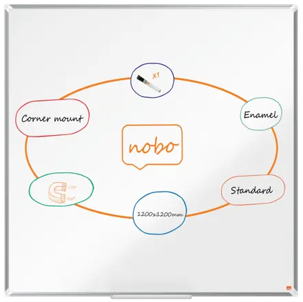Tableau blanc en acier laqué Nobo Premium Plus 1200x1200 mm