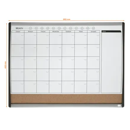 Tableau magnétique mixte Nobo à calendrier mensuel