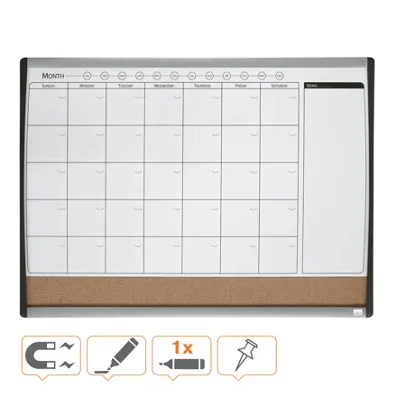 Tableau magnétique mixte Nobo à calendrier mensuel
