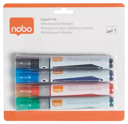 Marqueurs pour tableau blanc Liquid Ink pointe Biseautée Pack de 4