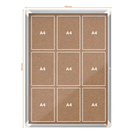 Nobo Premium Plus Schaukasten für den Innenbereich 9 x A4, Kork, Klapptür