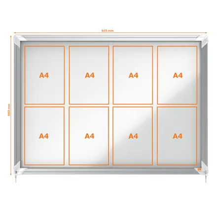Nobo Premium Plus Schaukasten für den Innenbereich 8 x A4, magnetisch, Schiebetür
