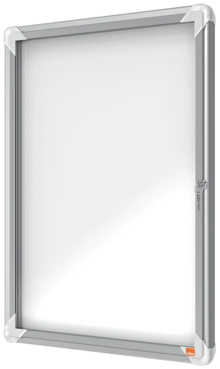 Nobo Premium Plus Schaukasten für den Außenbereich 4 × A4, weiße, magnetische Metall-Rückwand, Klapptür