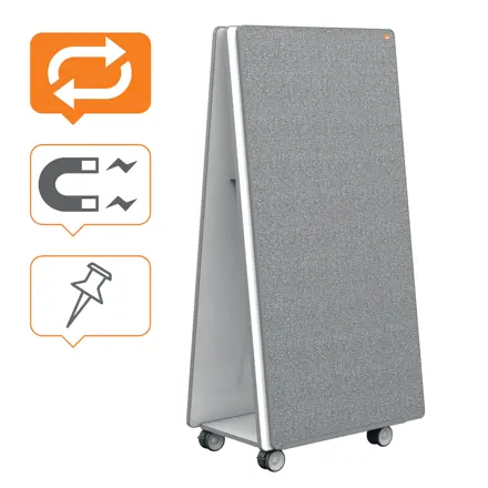 Nobo Move & Meet Mobile Whiteboard and Notice Board Collaboration System 180x90cm