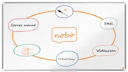 Nobo Premium Plus Widescreen stål magnetisk whiteboard 70" 155x87cm