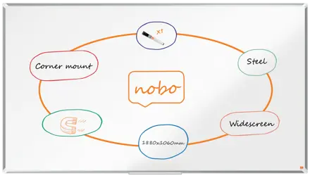 Nobo Premium Plus Widescreen Steel Magnetic Whiteboard 85" 188x106cm